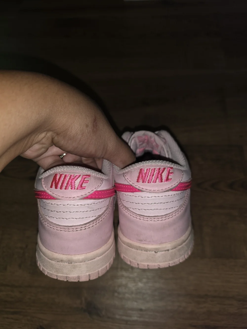 Nike Kids' Pink Low-Top Sneakers with Hot Pink Swoosh